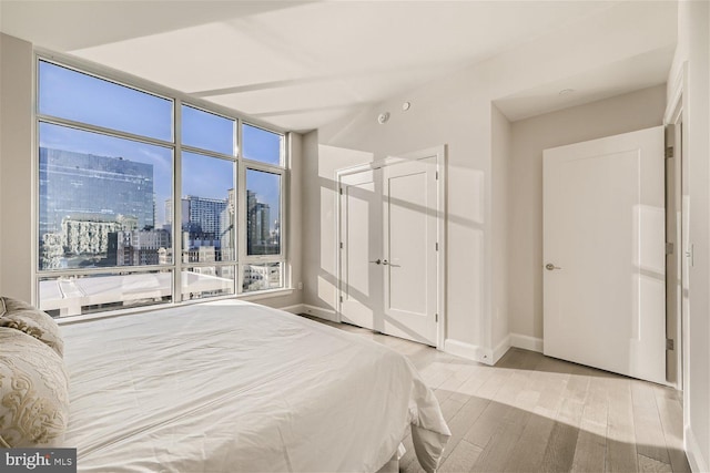 bedroom featuring light hardwood / wood-style flooring