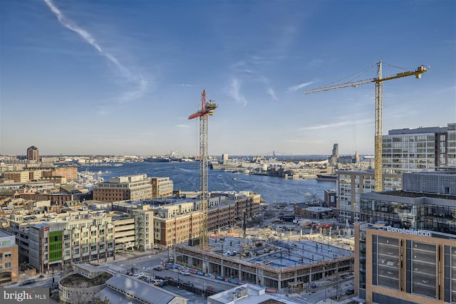 view of city with a water view