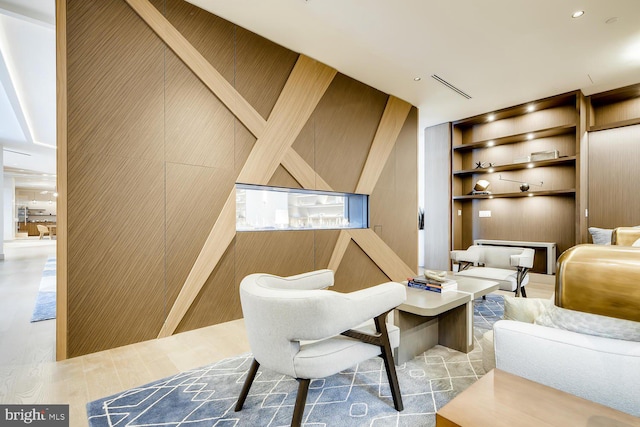 living area featuring light hardwood / wood-style flooring