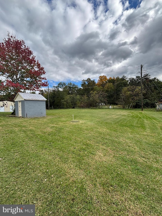 view of yard featuring an outdoor structure