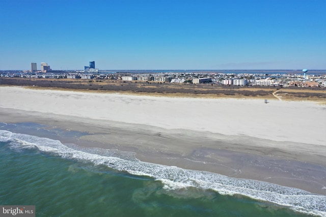 property view of water featuring a beach view