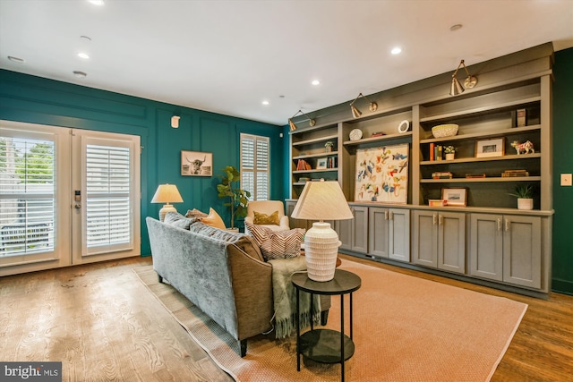 living room featuring light wood-type flooring