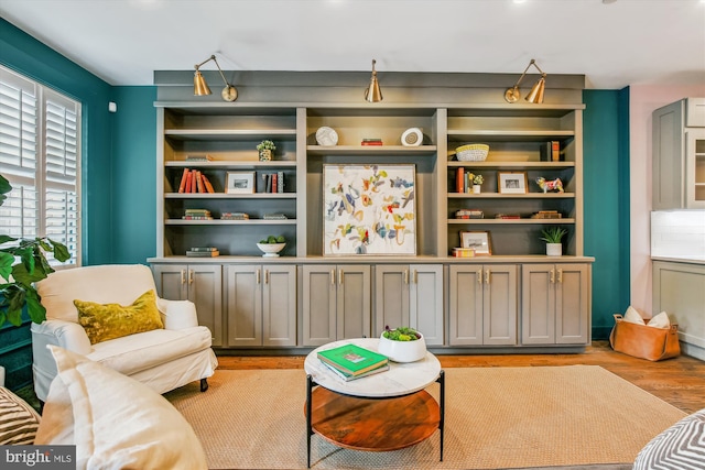 living area with light wood-type flooring