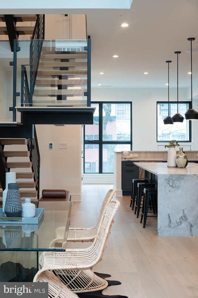 interior space featuring light wood-type flooring