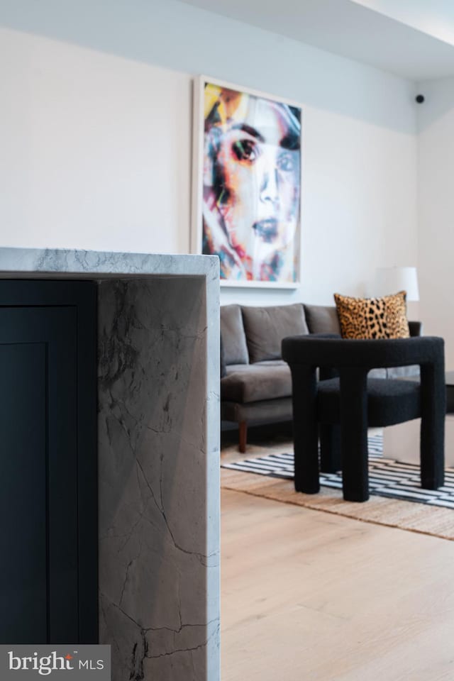 living room with wood-type flooring