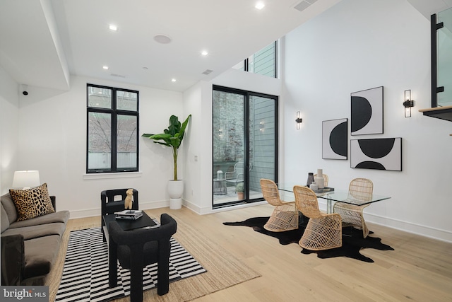 living room featuring light wood-type flooring