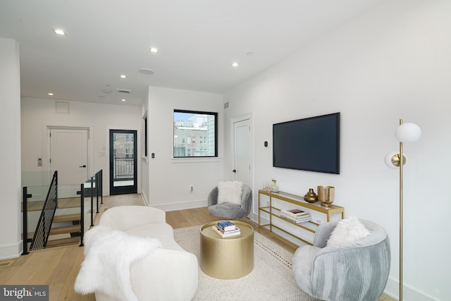 living room featuring light hardwood / wood-style flooring