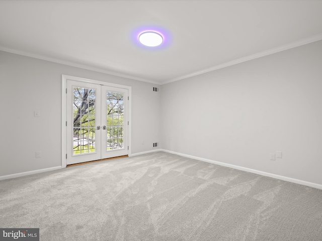 8018 Martown Rd, Laurel, MD 20723 - carpeted empty room featuring crown molding and french doors