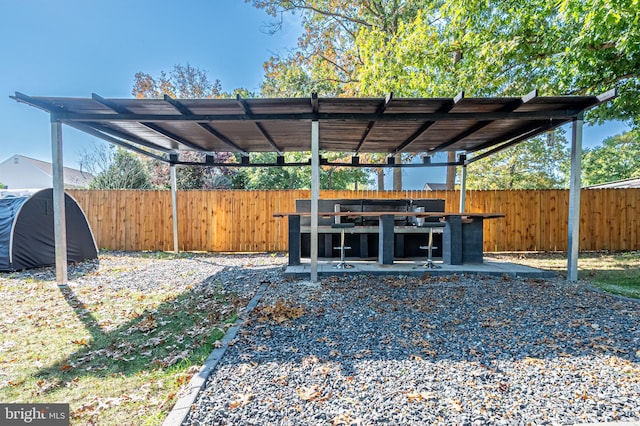 exterior space with a pergola