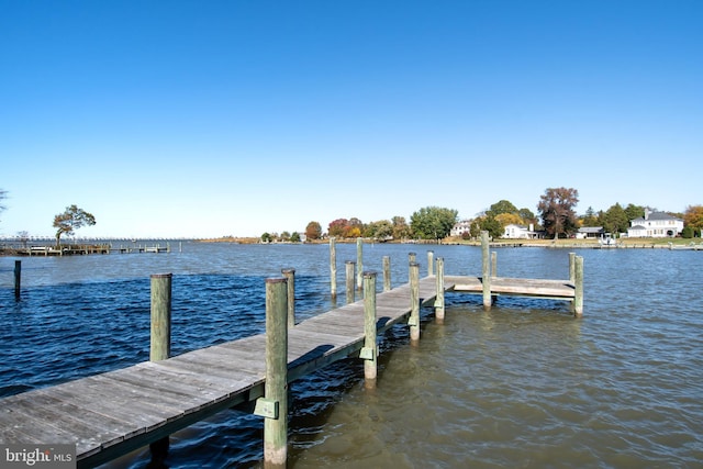 view of dock featuring a water view