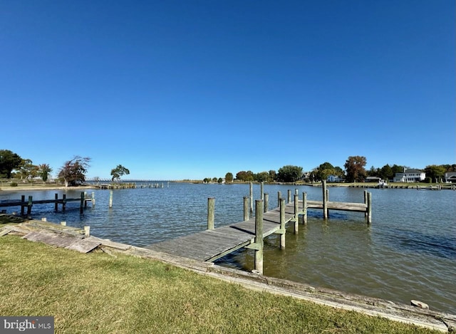 dock area with a water view