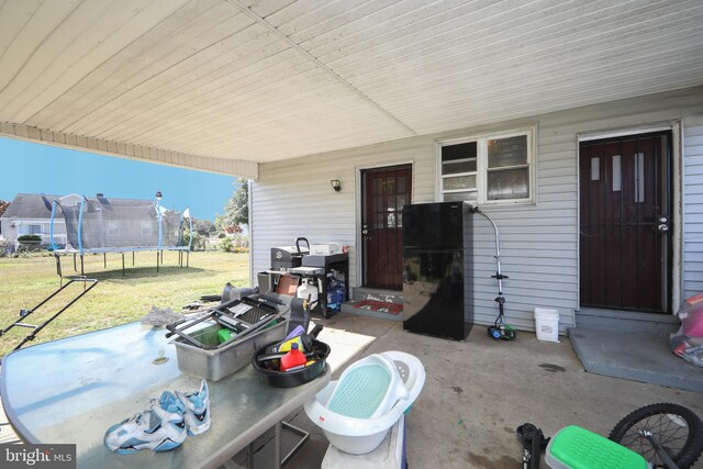 view of patio featuring a trampoline