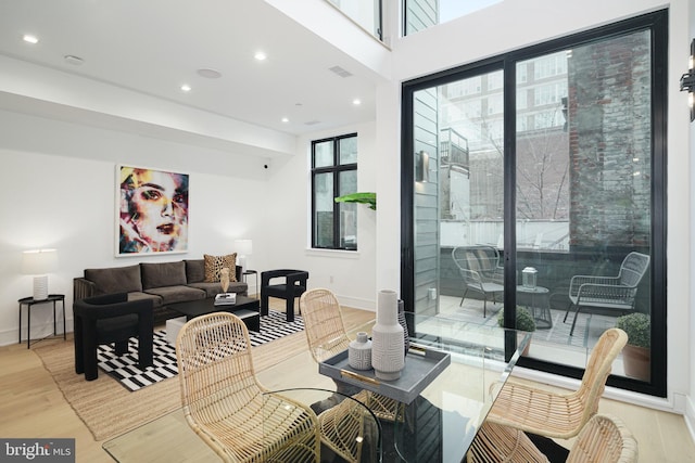 living room featuring light hardwood / wood-style flooring