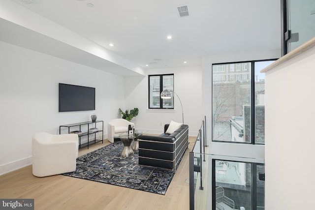 living room with hardwood / wood-style floors