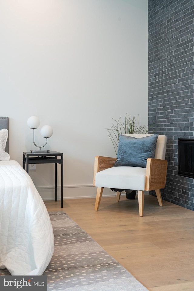 bedroom with light hardwood / wood-style flooring