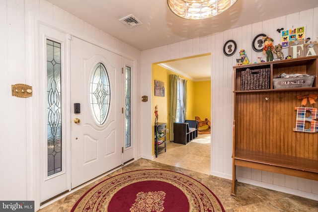 entryway with ornamental molding