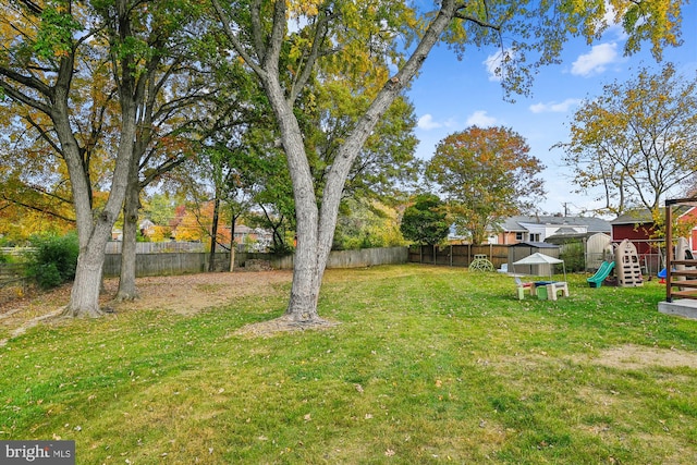 view of yard with a playground