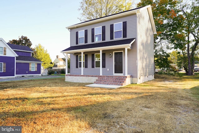 view of front facade featuring a front lawn