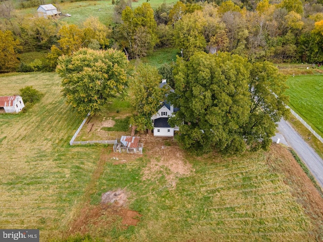 aerial view featuring a rural view