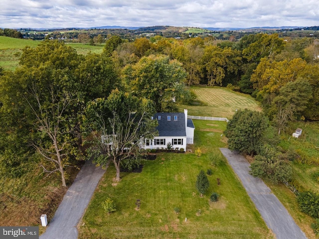 aerial view with a rural view