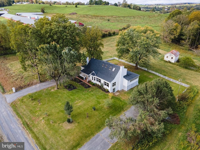 aerial view featuring a rural view