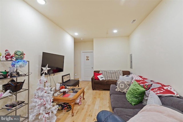 living room featuring light hardwood / wood-style flooring