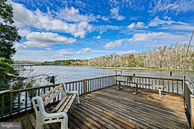 view of dock featuring a water view