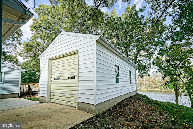 view of outdoor structure featuring a water view