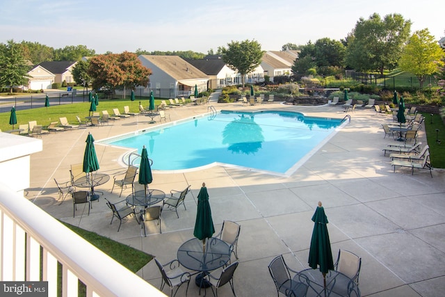 view of pool featuring a patio