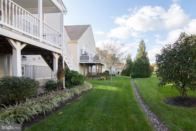 view of yard featuring a deck