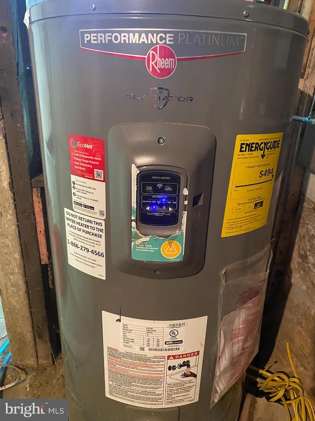 details featuring electric water heater