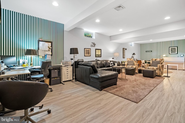 living room featuring light hardwood / wood-style flooring