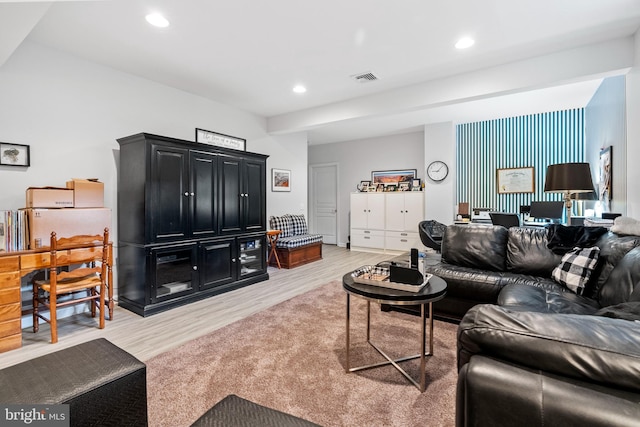 living room featuring light wood-type flooring