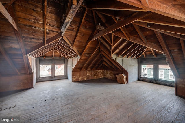 view of unfinished attic