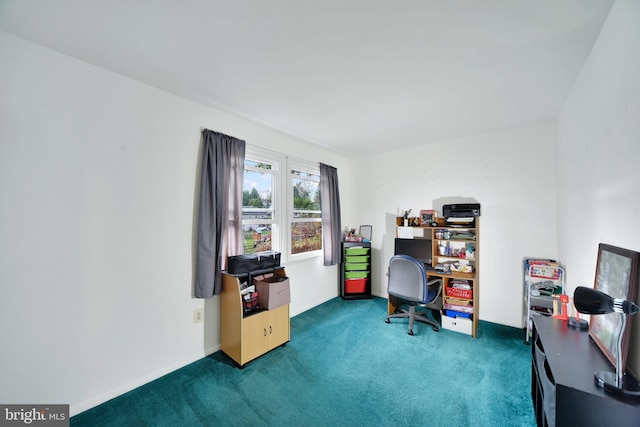 view of carpeted home office