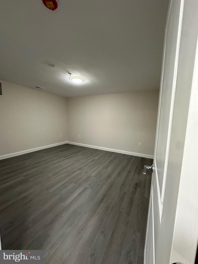 empty room with dark wood-type flooring