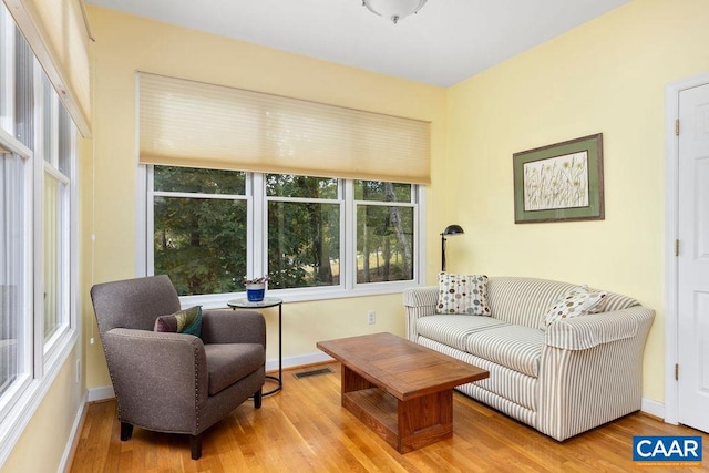 living room featuring light wood-type flooring