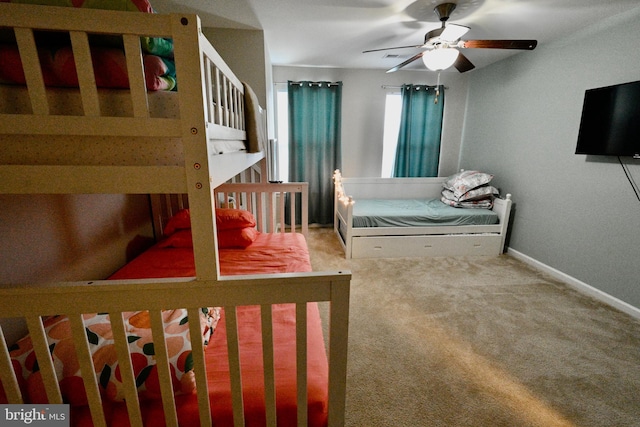 bedroom with carpet and ceiling fan