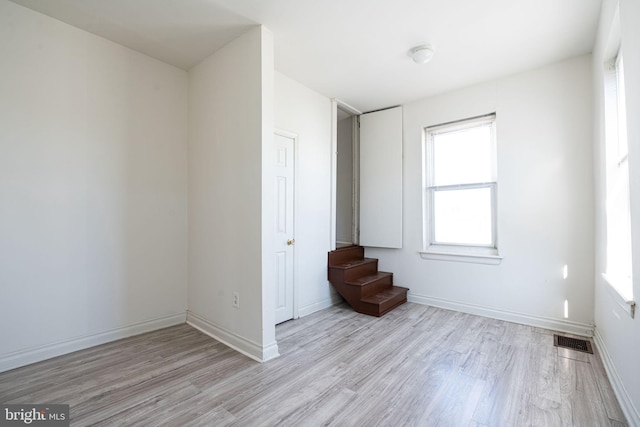 empty room featuring light hardwood / wood-style floors