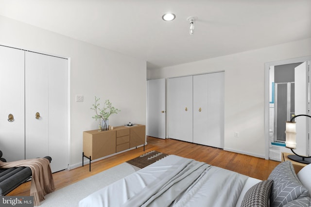 bedroom featuring light wood-type flooring