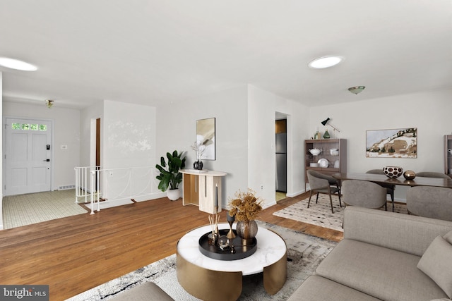 living room featuring light hardwood / wood-style floors