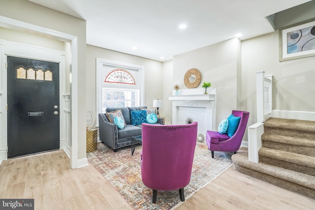 living room with light wood-type flooring