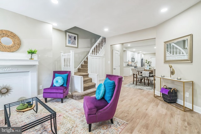 living room with light wood-type flooring