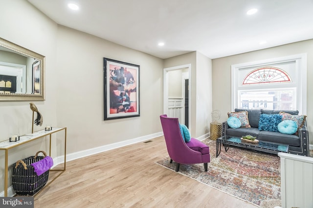 living room with light wood-type flooring