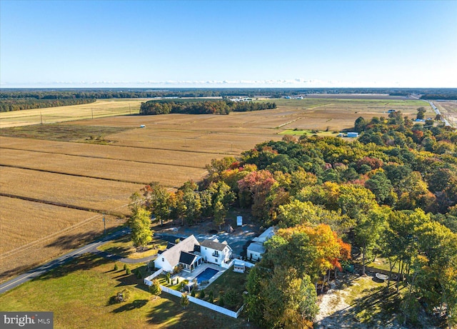 birds eye view of property featuring a rural view