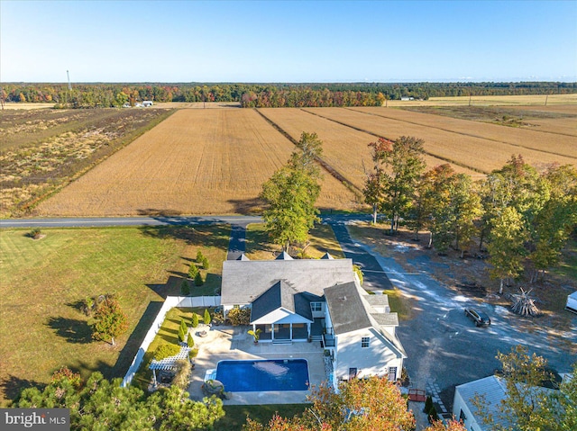 drone / aerial view with a rural view