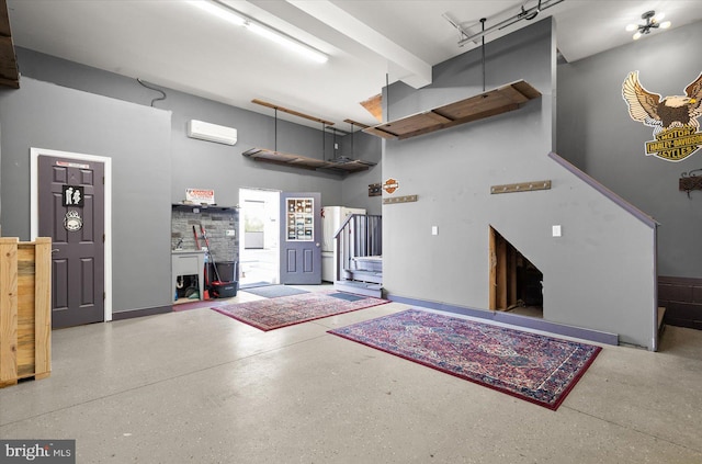 garage with a wall unit AC