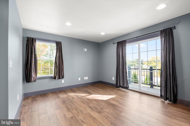 spare room with wood-type flooring