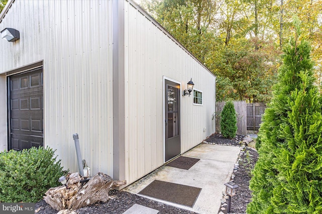 view of outbuilding with a garage