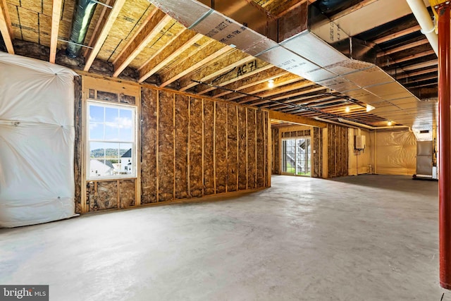 below grade area with heating unit